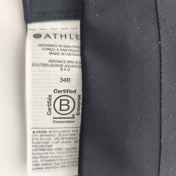 Athleta Black High Impact Racerback Open Mesh Back Advance Bra B-G Size 34B - Picture 2 of 4